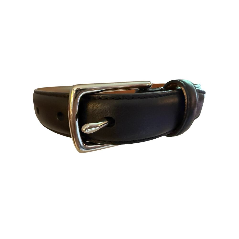 Polo Ralph Lauren Youth Black Leather Belt Silver Buckle Size 24/60 Style 11689